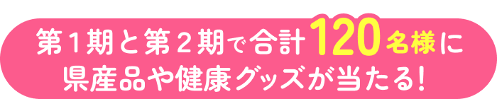 第1期と第2期で合計120名様に県産品や健康グッズが当たる！